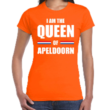 Bellatio Decorations I am the Queen of Apeldoorn Koningsdag t shirt oranje voor dames