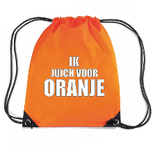 Bellatio Decorations Ik juich voor ORANJE voetbal rugzakje / sporttas met rijgkoord oranje