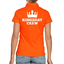 Bellatio Decorations Koningsdag poloshirt   Kingsday Crew   oranje   voor dames   korte mouwen