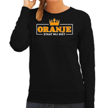 Bellatio Decorations Koningsdag sweater voor dames   oranje staat mij niet   zwart   oranje feestkleding