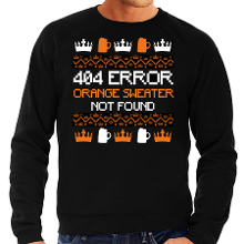 Bellatio Decorations Koningsdag sweater voor heren   404 error not found   zwart   oranje feestkleding