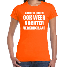 Bellatio Decorations Koningsdag t shirt morgen nuchter verkrijgbaar oranje voor dames