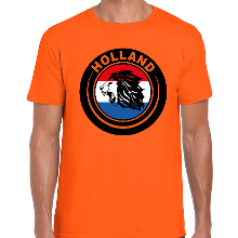 Bellatio Decorations Leeuw in vlag oranje t shirt Holland / Nederland supporter EK/ WK voor heren