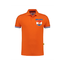 Bellatio Decorations Luxe Holland supporter poloshirt   oranje   met leeuw vlagcirkel op borst   voor heren