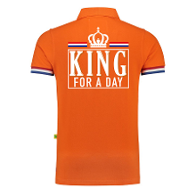 Bellatio Decorations Luxe King for a day poloshirt oranje 200 grams voor heren   Koningsdag polos