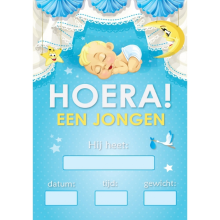 Bellatio Decorations Mega poster Hoera een jongen!   Blauw   A1 formaat   beschrijfbaar