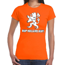 Bellatio Decorations Nederland supporter t shirt Hup Holland Hup oranje voor dames