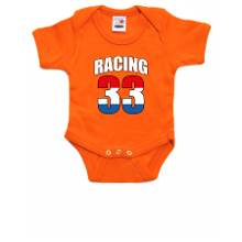Bellatio Decorations Oranje baby romper racing 33 met race auto coureur supporter / race supporter voor babys