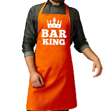 Bellatio Decorations Oranje Bar King keuken schort   voor heren   Koningsdag   supporter accessoires