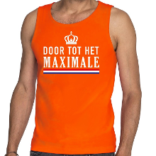 Bellatio Decorations Oranje Door tot het maximale tanktop / mouwloos shirt voor heren