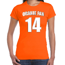 Bellatio Decorations Oranje fan nummer 14 oranje t shirt Holland / Nederland supporter EK/ WK voor dames