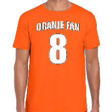 Bellatio Decorations Oranje fan nummer 8 oranje t shirt Holland / Nederland supporter EK/ WK voor heren