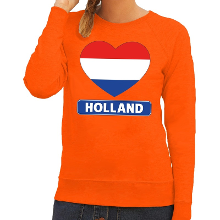 Bellatio Decorations Oranje Holland hartjes vlag   trui   sweater   voor dames   supporters   kleding