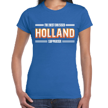 Bellatio Decorations Oranje / Holland Supporter t shirt blauw voor dames