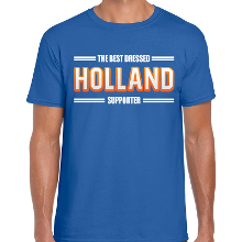Bellatio Decorations Oranje / Holland supporter t shirt blauw voor heren