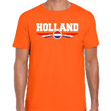 Bellatio Decorations Oranje / Holland supporter t shirt / shirt oranje met Nederlandse vlag voor heren