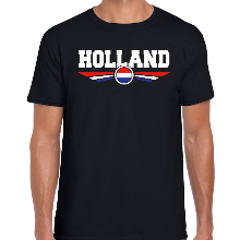 Bellatio Decorations Oranje / Holland supporter t shirt / shirt zwart met Nederlandse vlag voor heren