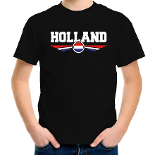 Bellatio Decorations Oranje / Holland supporter t shirt / shirt zwart met Nederlandse vlag voor kids
