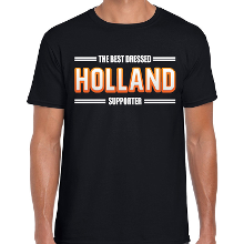 Bellatio Decorations Oranje / Holland supporter t shirt zwart voor heren