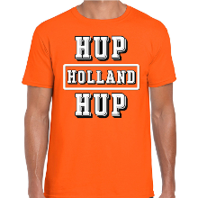 Bellatio Decorations Oranje / Hup Holland Hup supporter t shirt oranje voor heren