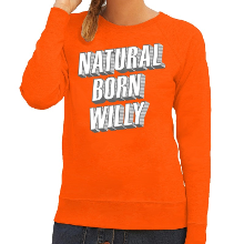 Bellatio Decorations Oranje Natural born Willy sweater voor dames