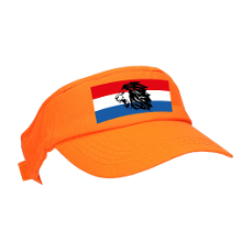 Bellatio Decorations Oranje supporter / Koningsdag zonneklep met Nederlandse vlag en leeuw voor EK/ WK fans