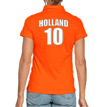 Bellatio Decorations Oranje supporter poloshirt met rugnummer 10   Holland / Nederland fan shirt voor dames
