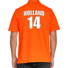 Bellatio Decorations Oranje supporter poloshirt met rugnummer 14   Holland / Nederland fan shirt voor heren