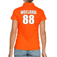 Bellatio Decorations Oranje supporter poloshirt met rugnummer 88   Holland / Nederland fan shirt voor dames