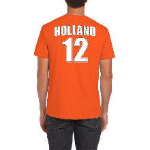 Bellatio Decorations Oranje supporter t shirt met rugnummer 12   Holland / Nederland fan shirt voor heren