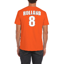 Bellatio Decorations Oranje supporter t shirt met rugnummer 8   Holland / Nederland fan shirt voor heren