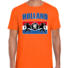 Bellatio Decorations Oranje t shirt Holland met een Nederlands wapen Nederland supporter voor heren tijdens EK/ WK