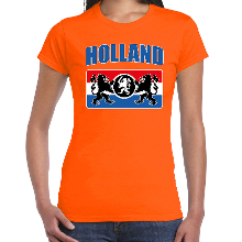 Bellatio Decorations Oranje t shirt Holland / Nederland supporter Holland met een Nederlands wapen EK/ WK voor dames