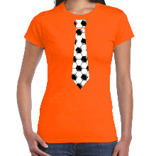 Bellatio Decorations Oranje t shirt Holland / Nederland supporter voetbal stropdas EK/ WK voor dames
