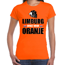 Bellatio Decorations Oranje t shirt Limburg brult voor oranje dames   Holland / Nederland supporter shirt EK/ WK