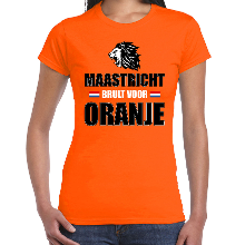 Bellatio Decorations Oranje t shirt Maastricht brult voor oranje dames   Holland / Nederland supporter shirt EK/ WK