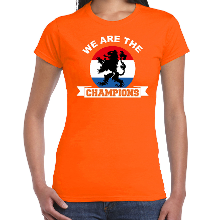 Bellatio Decorations Oranje t shirt we are the champions voor dames   Holland / Nederland supporter shirt EK/ WK