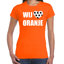 Bellatio Decorations Oranje t shirt wij houden van oranje voor dames   Holland / Nederland supporter shirt EK/ WK