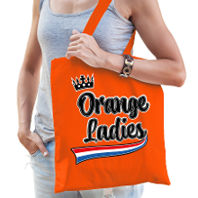 Bellatio Decorations Oranje tas/shopper van katoen Orange Ladies   Koningsdag   42 x 38 cm