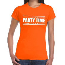 Bellatio Decorations Party time tekst t shirt   oranje   voor dames   koningsdag   supoorters   sport   kleding