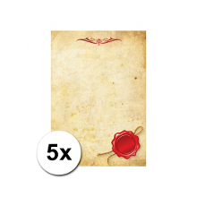 Bellatio Decorations Perkament   5x stuk   briefpapier   A4 formaat   oorkonde   diploma   zelf invullen
