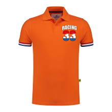 Bellatio Decorations Racing 33 coureur supporter / race fan luxe poloshirt met logo op borst 200 grams oranje voor heren