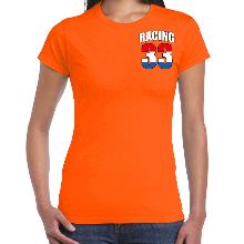 Bellatio Decorations Racing 33 supporter / race fan t shirt borst bedrukking oranje voor dames