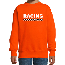 Bellatio Decorations Racing coureur supporter / finish vlag sweater oranje voor kinderen
