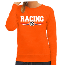 Bellatio Decorations Racing coureur supporter sweater / trui met Nederlandse vlag oranje voor dames