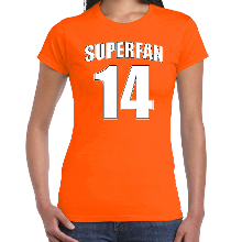 Bellatio Decorations Superfan nummer 14 oranje t shirt Holland / Nederland supporter EK/ WK voor dames