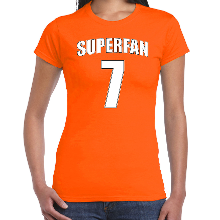 Bellatio Decorations Superfan nummer 7 oranje t shirt Holland / Nederland supporter EK/ WK voor dames