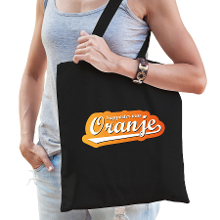 Bellatio Decorations Supporter van oranje cadeau tas zwart voor dames en heren