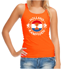 Bellatio Decorations Tanktop Holland kampioen met beker Holland / Nederland supporter EK/ WK oranje voor dames
