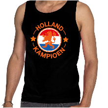 Bellatio Decorations Tanktop Holland kampioen met oranje leeuw Holland / Nederland supporter EK/ WK zwart voor heren